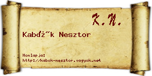 Kabók Nesztor névjegykártya
